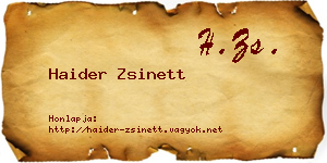 Haider Zsinett névjegykártya